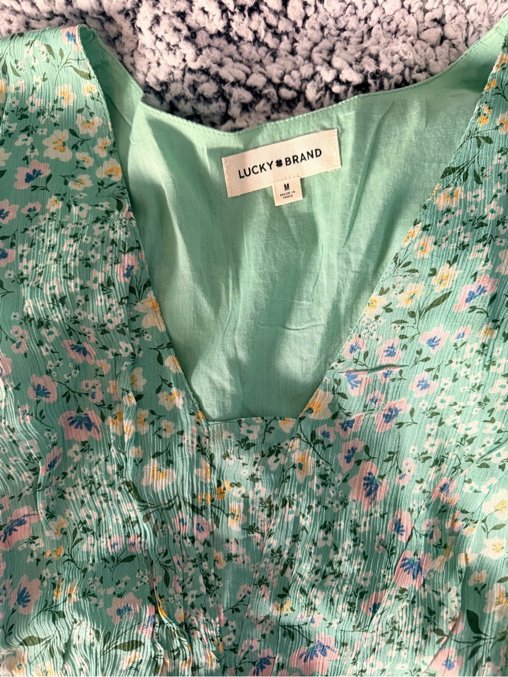 Lucky Brand Women’s M Mint Green Floral Peplum Sleeveless Top - Picture 3 of 10